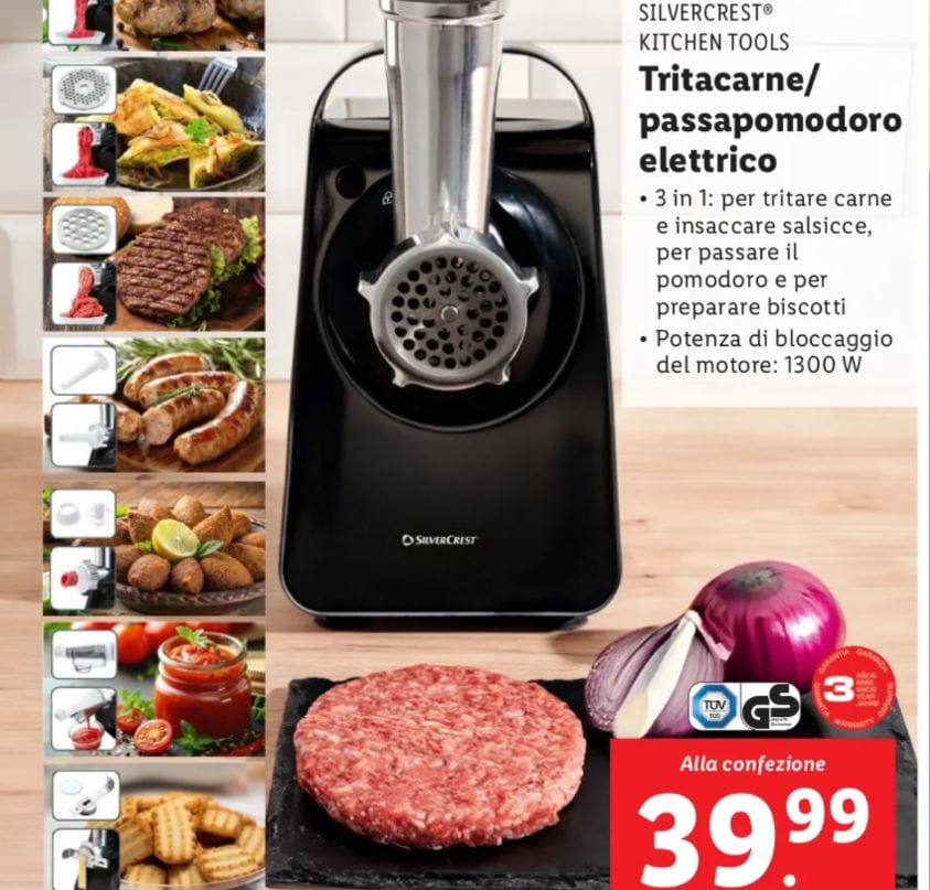 Tritacarne passapomodoro elettrico lidl