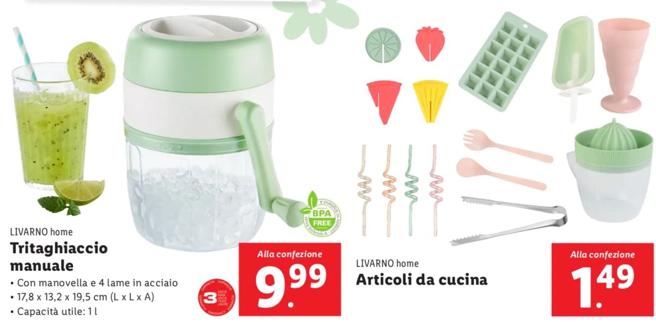 Tritaghiaccio manuale e articoli da cucina lidl