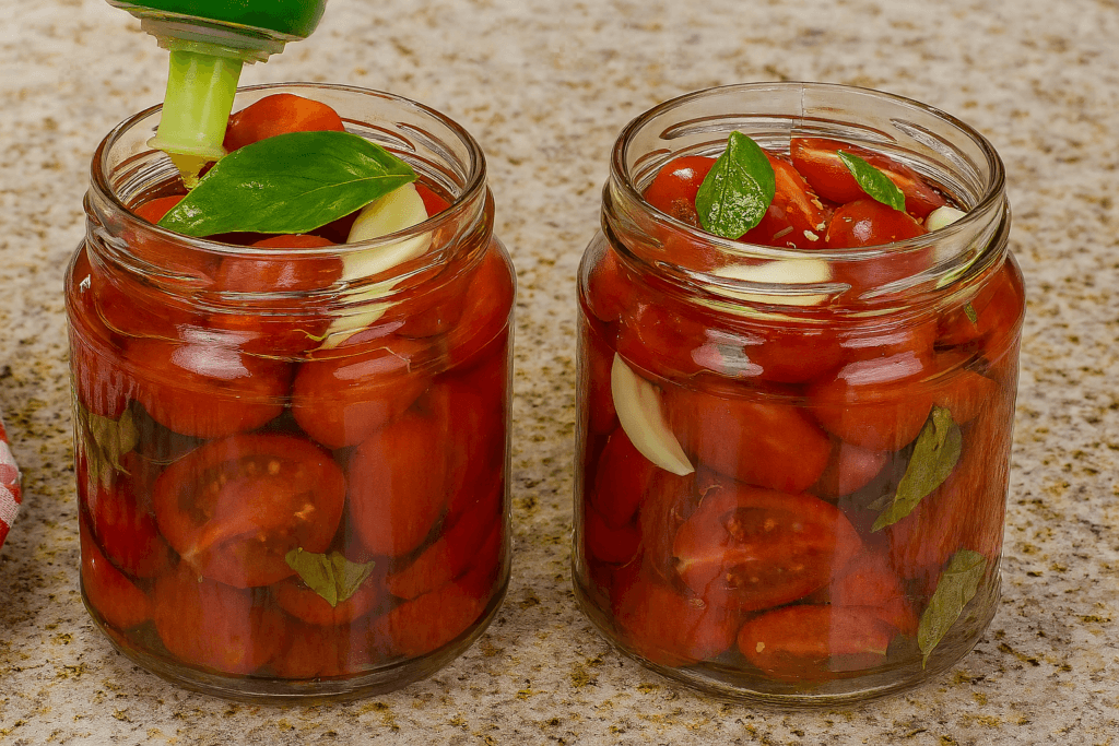 Altro che conserve complicate: questi pomodorini sott’olio si preparano in meno di un’ora e e li conservo per l’inverno!