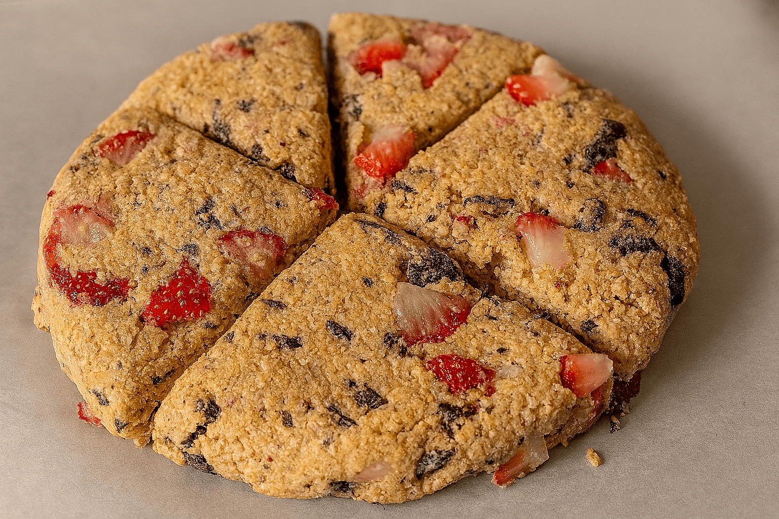 Torta di avena, cioccolato e fragole