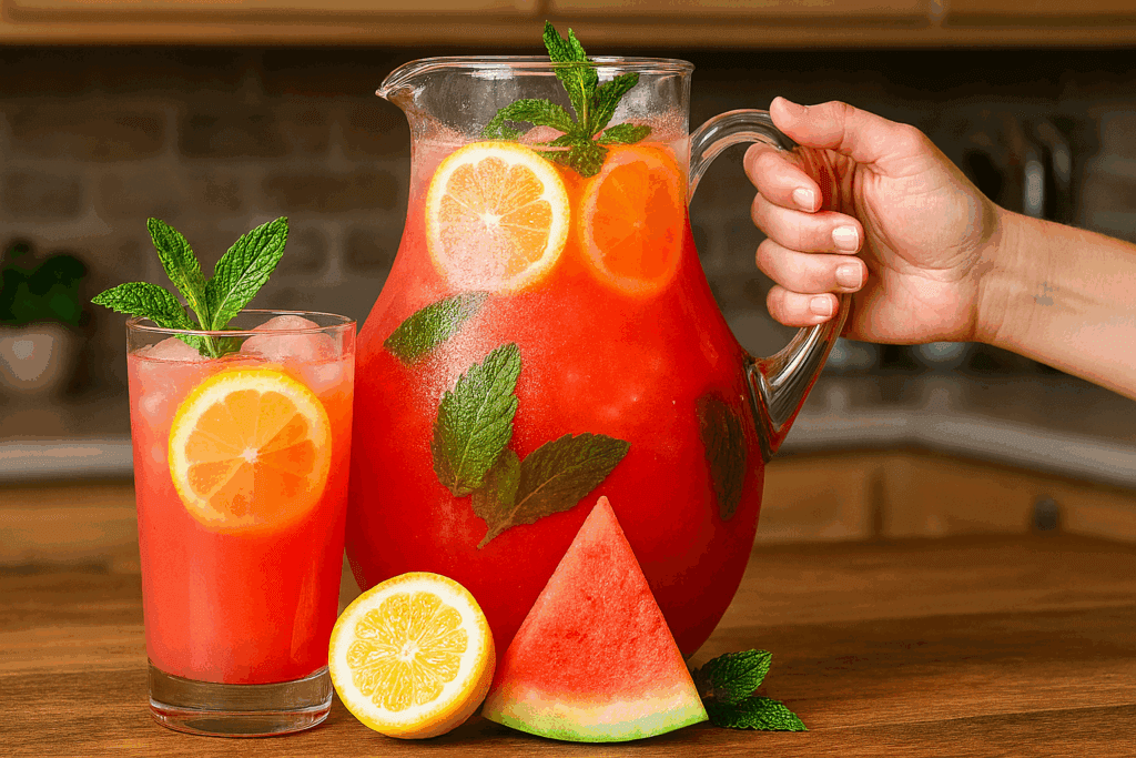 Non riesco più a bere altro in casa, questa limonata all’anguria è il mio trucco contro il caldo: naturale, senza zucchero e pronta in 5 minuti!