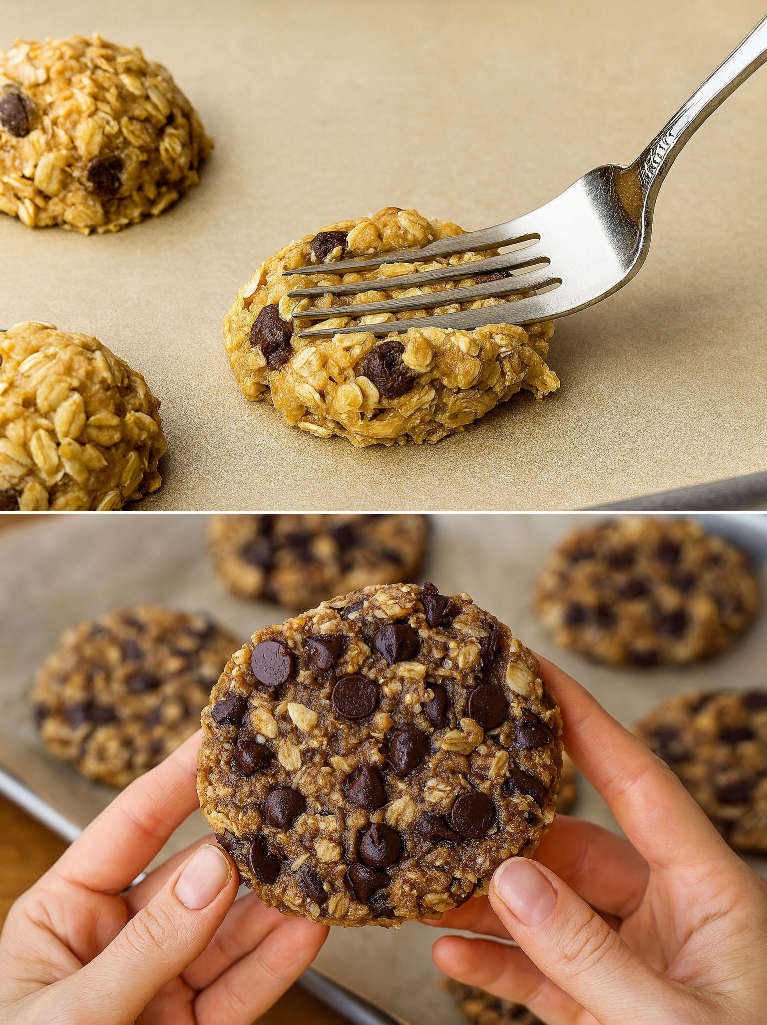 Biscotti di avena, banana e gocce di cioccolato