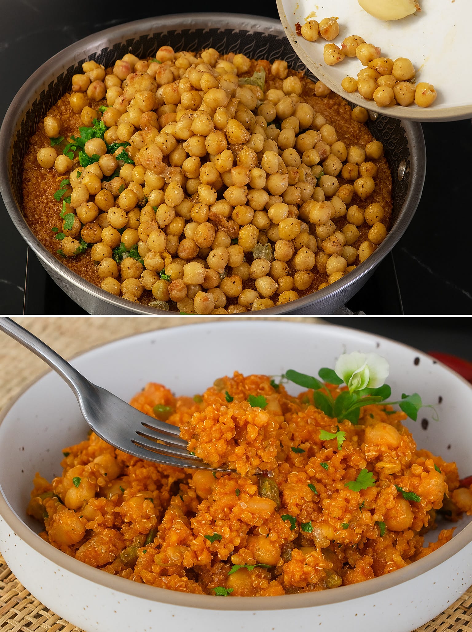 Quinoa e ceci in padella