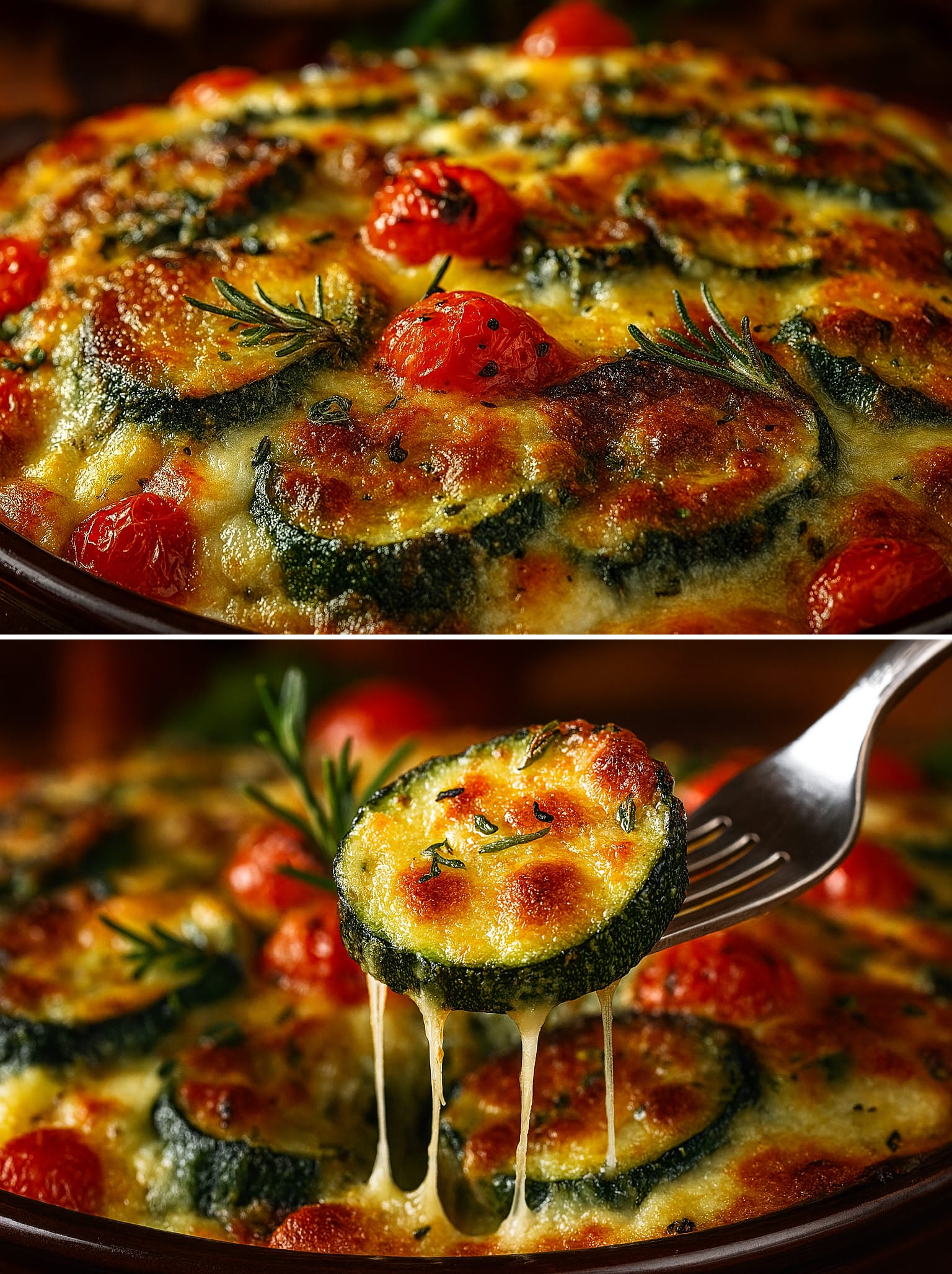 Zucchine, pomodorini e formaggio al forno