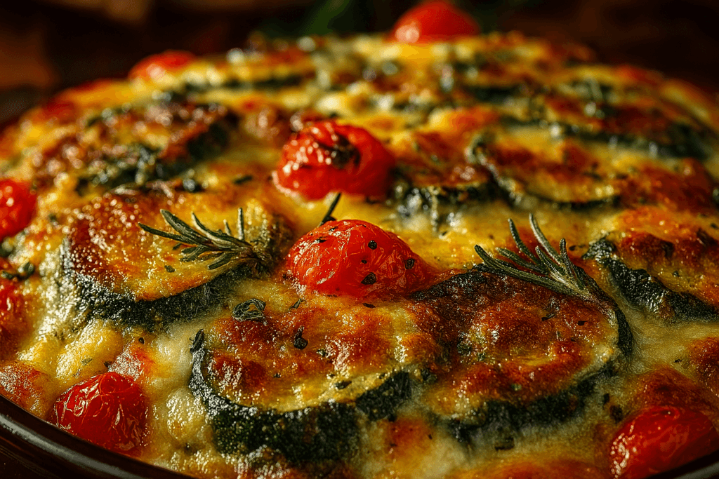 Non avevo voglia di cucinare, ho messo tutto in forno: zucchine, pomodorini, formaggio… e il risultato è stato pazzesco! Solo 210 kcal