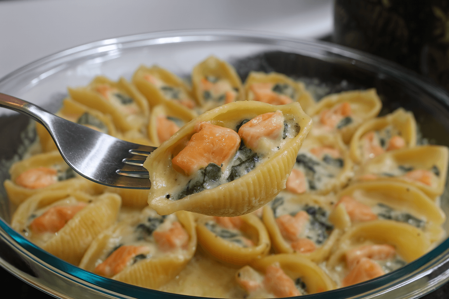 Conchiglioni con salmone e zucchine