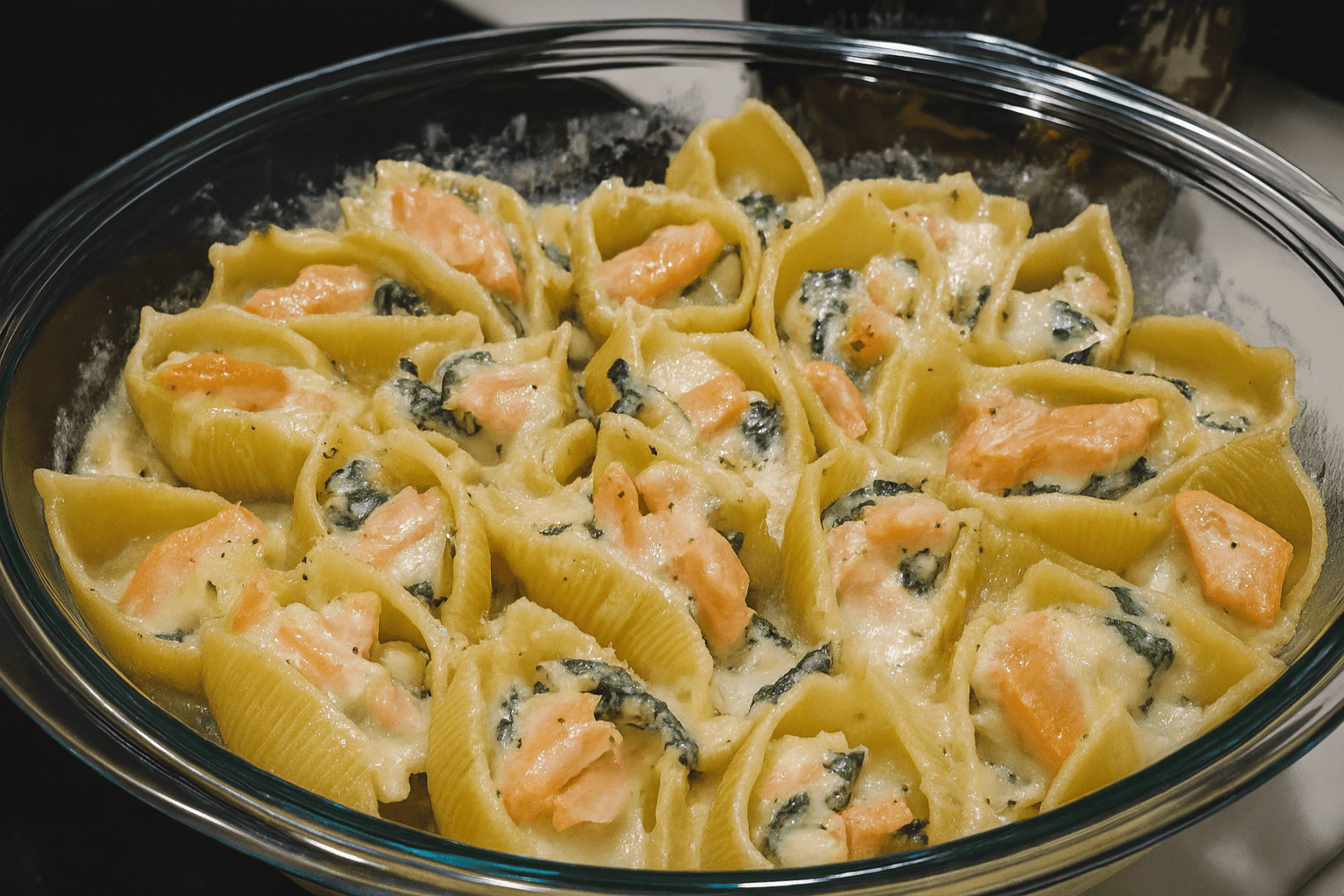 Conchiglioni con salmone e zucchine