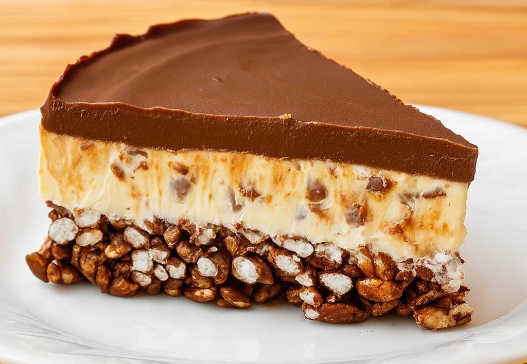 Con questo caldo mi è venuta voglia di questa torta al cioccolato con riso soffiato: è fresca, leggera e senza zucchero. Solo 210 Kcal!