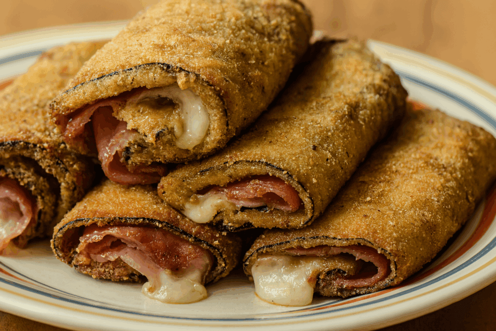 Croccanti fuori, morbidi e filanti dentro: gli involtini di melanzane al forno che preparo ogni volta che voglio stupire i miei amici con poco