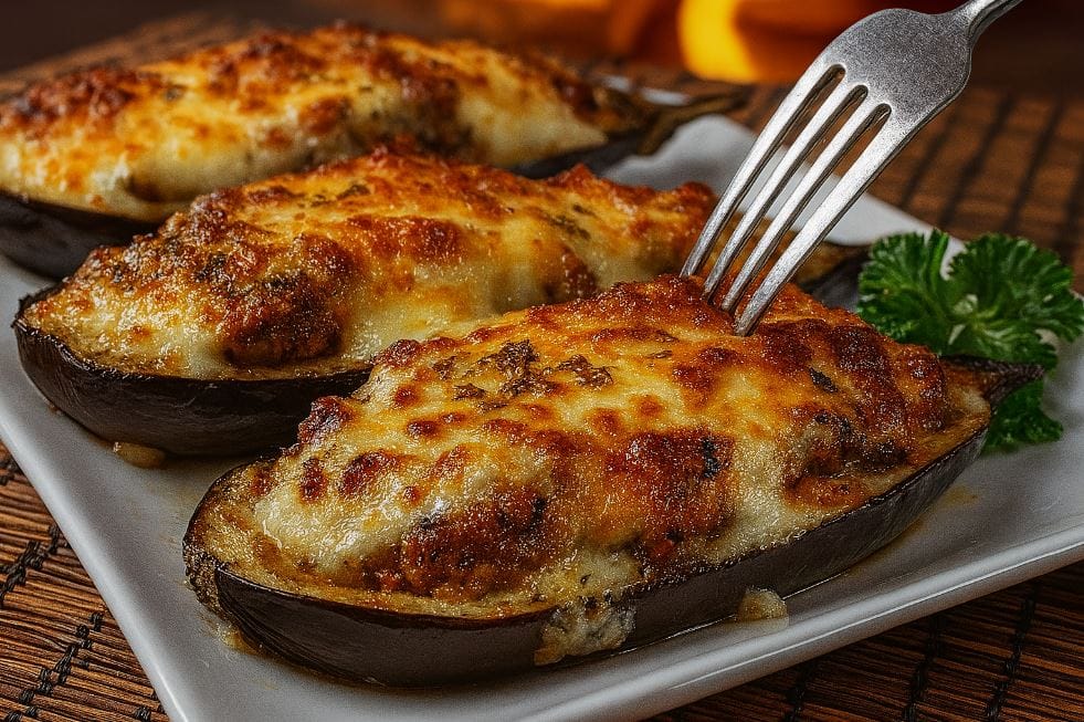 Pensavo che le melanzane ripiene fossero un piatto pesante, poi ho provato queste che sono leggerissime e non riesco più a smettere di farle. Solo 180 Kcal!