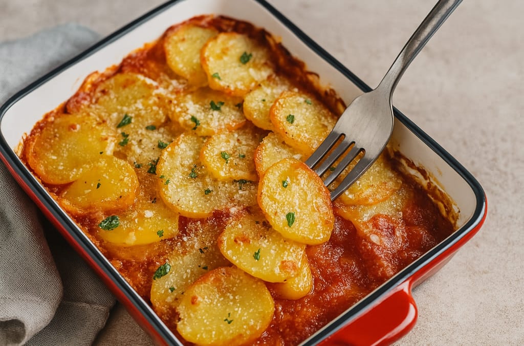 Solo patate, un po’ di passata e zero voglia di cucinare… ed è uscito il piatto più buono della settimana con solo 280 Kcal!