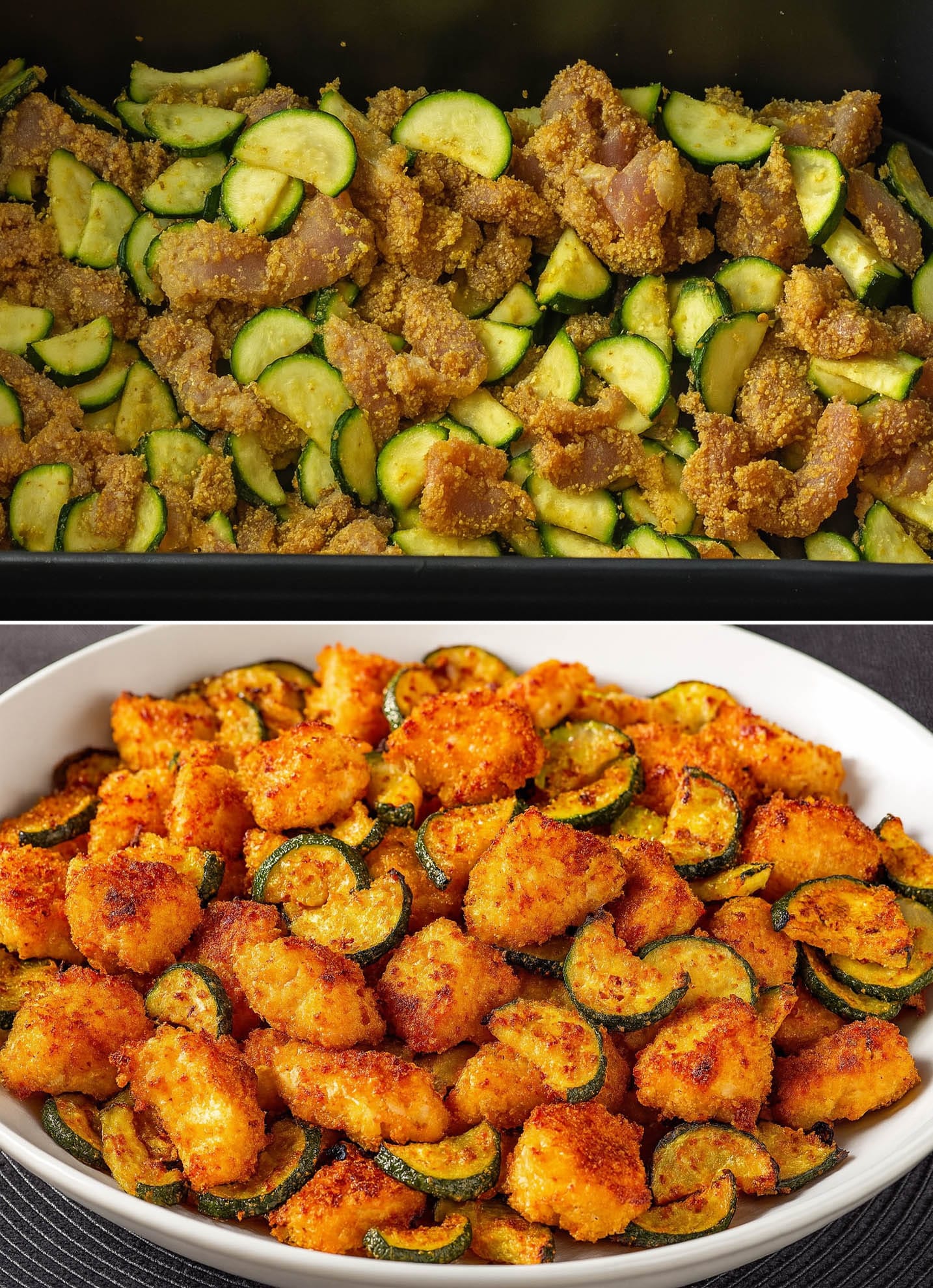 Straccetti di pollo e zucchine gratinate