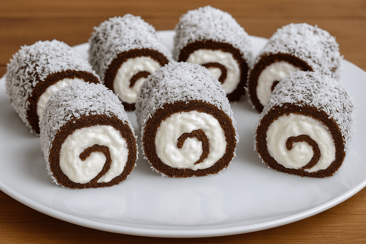 Rotolini dolci cocco, yogurt e cacao