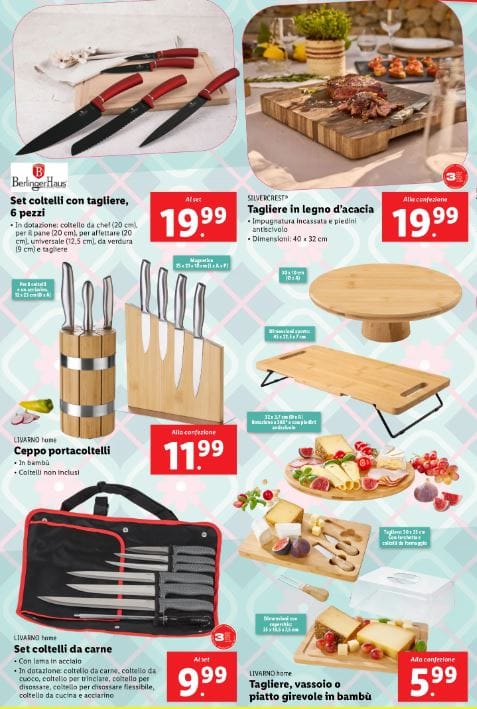 Set da cucina taglieri e coltelli lidl