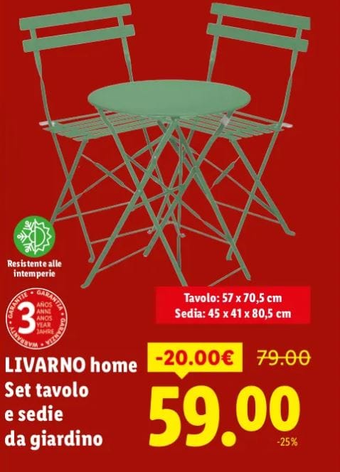 Set tavolo e sedie da giardino livarno home lidl