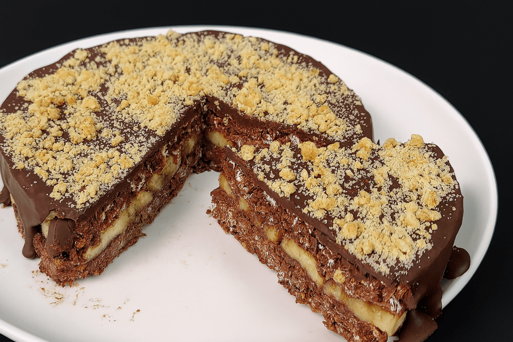 3 ingredienti naturali e 1 ora in frigo! Questa torta ha tutto quello che amo: cioccolato fondente, banana, noci, ma zero rimorsi. Solo 190 Kcal!