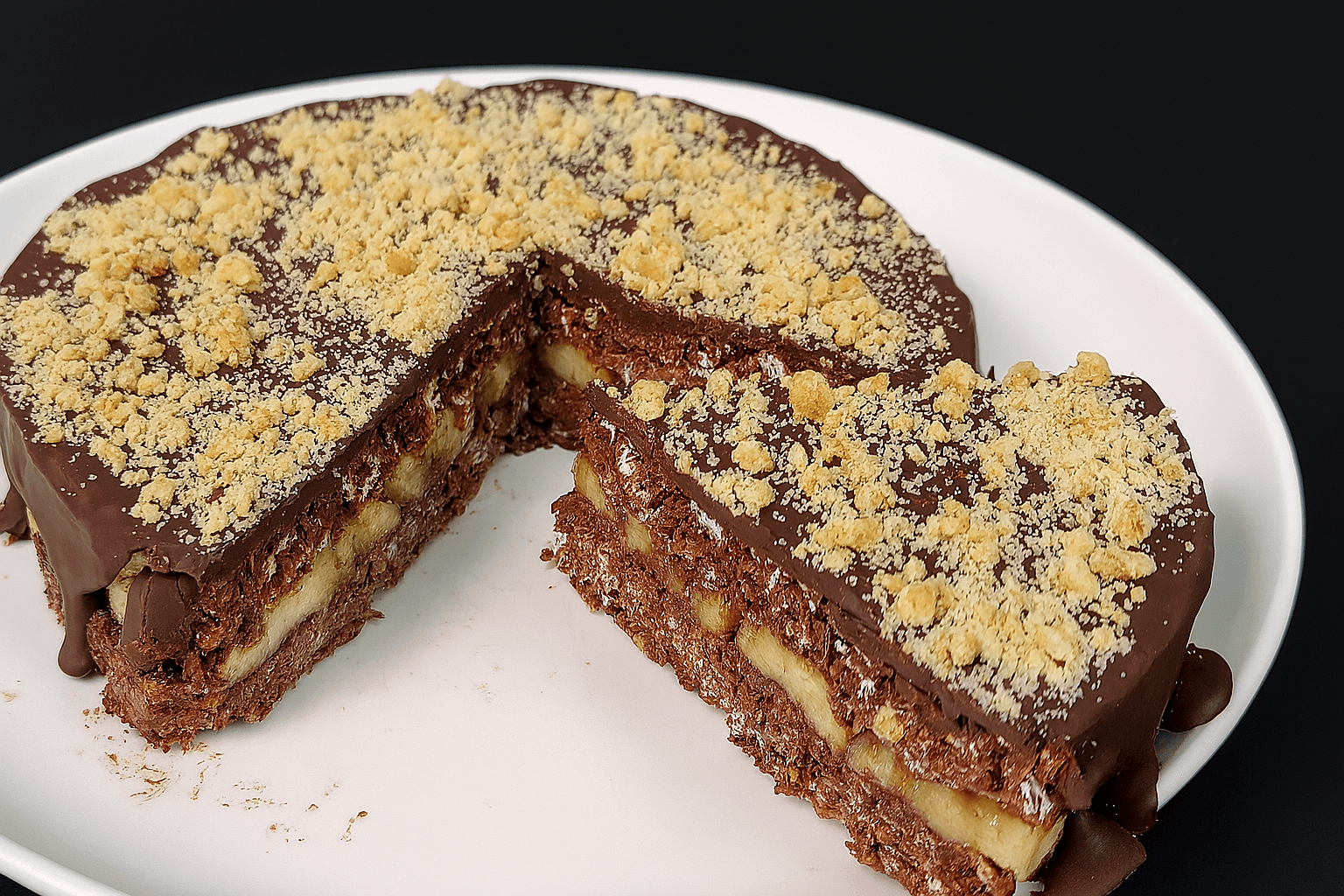 Torta di avena, banana e cioccolato