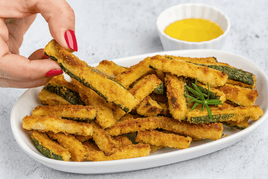 Non chiamarle patatine ma quasi, zucchine al forno “finto-fritte” che stanno pure bene alla linea: pochi grassi e tante fibre!