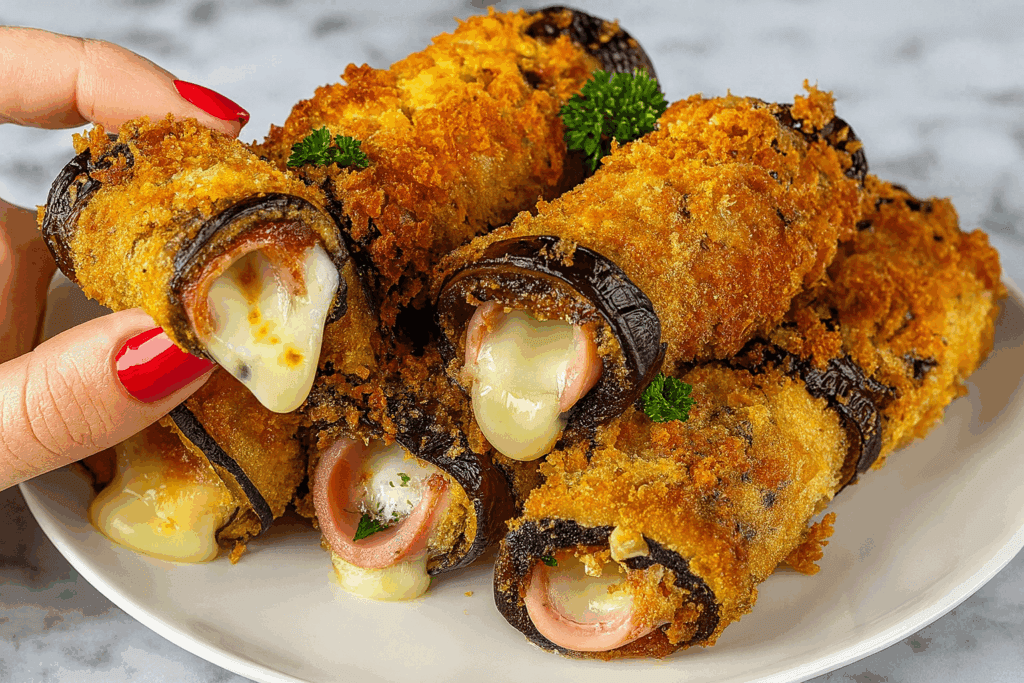 Ricetta furba per ospiti all’ultimo: involtini di melanzane dorati, saporiti e senza odore di fritto in casa, è la mia cenetta salva-tempo!