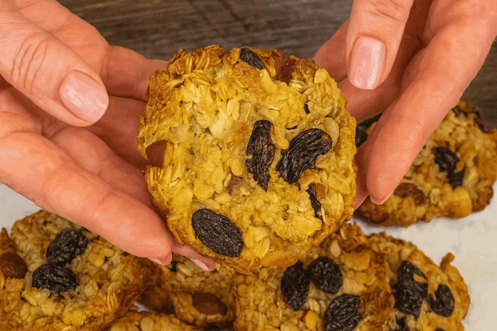 Il mio trucchetto per restare in forma e fermare la voglia di dolce è semplice: questi biscotti di avena, noci e uvetta al posto delle merendine, imbattibili!