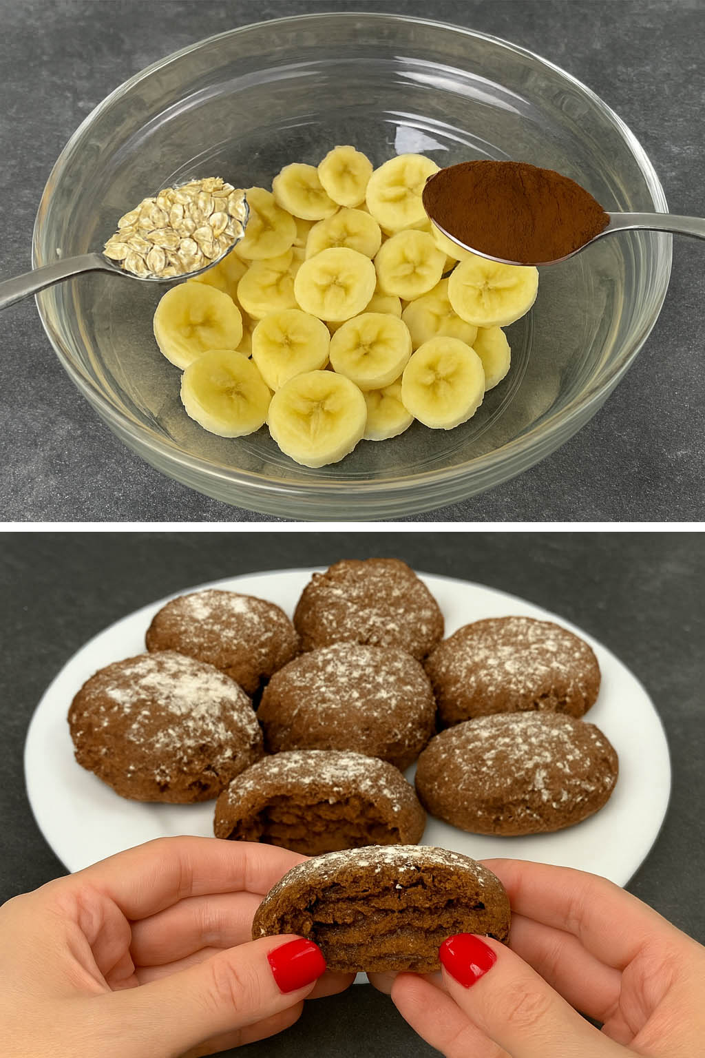 Biscotti avena, banana e cacao