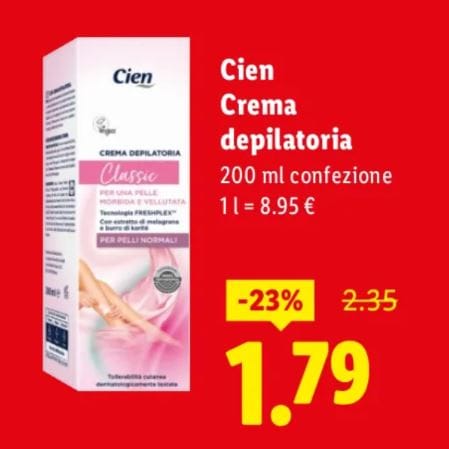 Crema depilatoria cien lidl