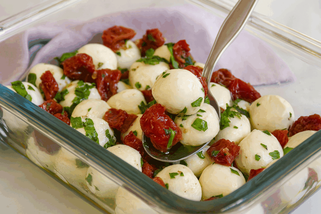 Ho messo le mozzarelle a marinare in frigo e me ne sono pentita di non averne fatte di più, vi giuro che spariscono in un attimo