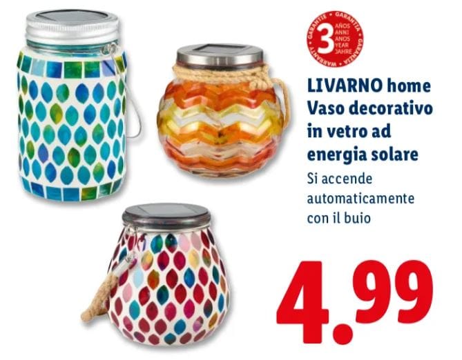 Vaso decorativo a energia solare livarno home lidl