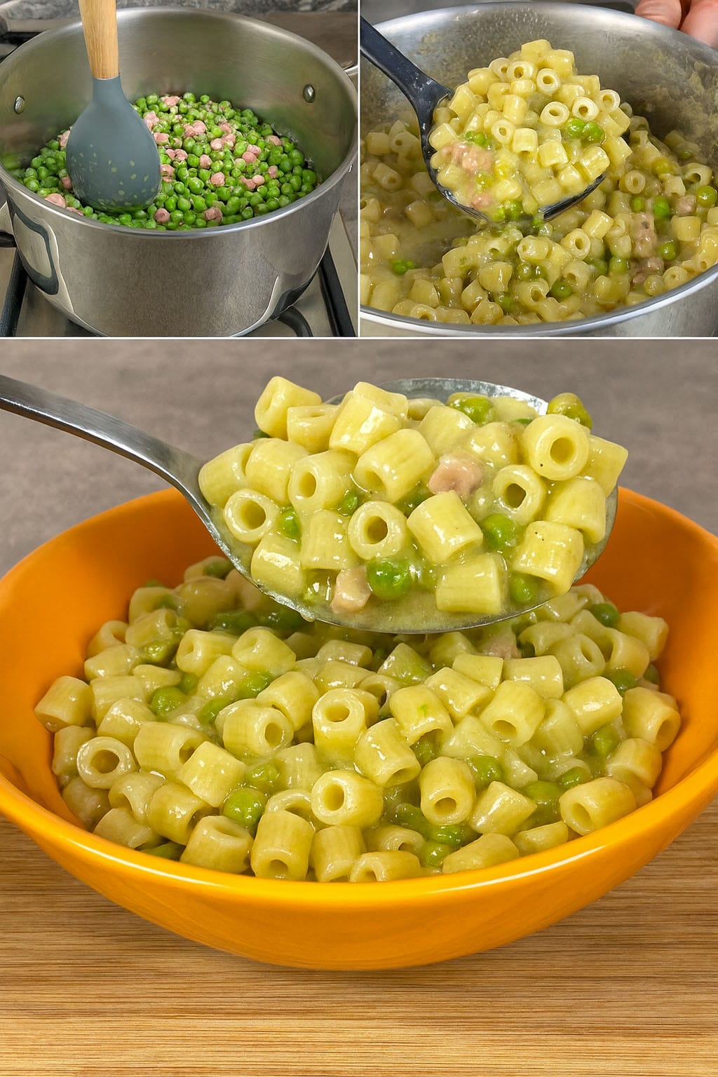 Pasta e piselli cremosa