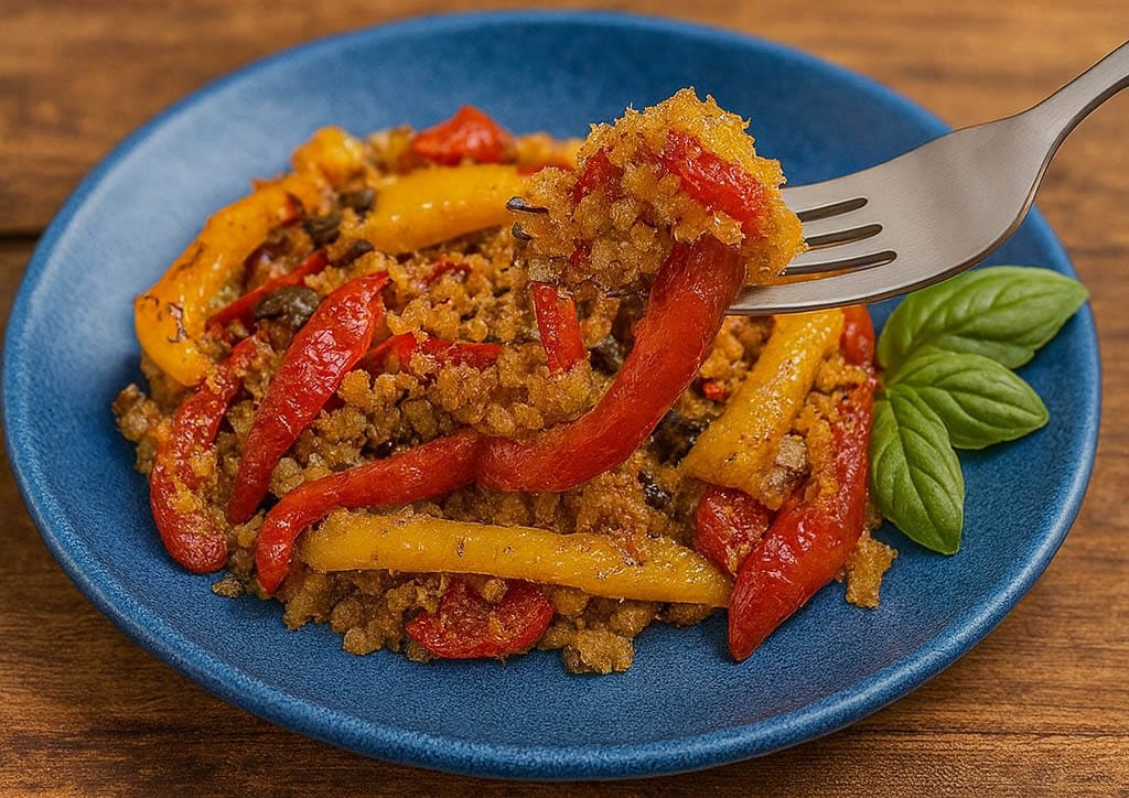 Non il solito contorno: questi peperoni arreganati con pane, capperi e alici ti faranno fare un figurone, finiscono subito