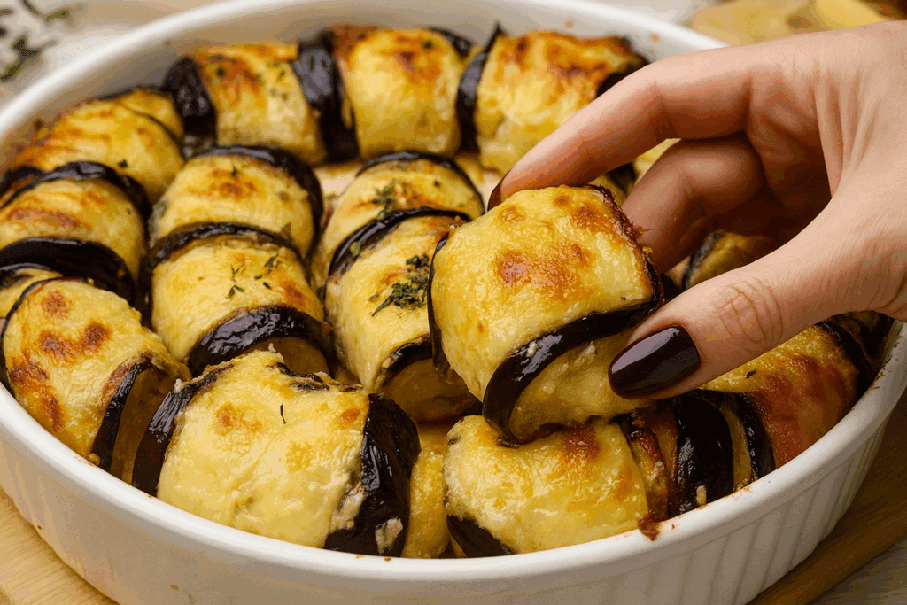 Non devo friggere e non sporco nulla: rotolini di melanzane che faccio sempre d’estate pronti in meno di un’ora e con solo 150 Kcal!
