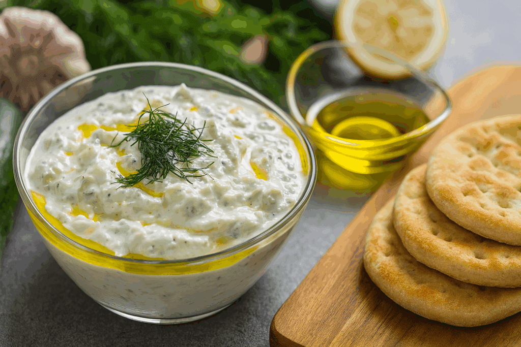 Il segreto della cucina greca: la salsa Tzatziki fresca e cremosa che sta bene con tutto e ha pochissime calorie (solo 80)!