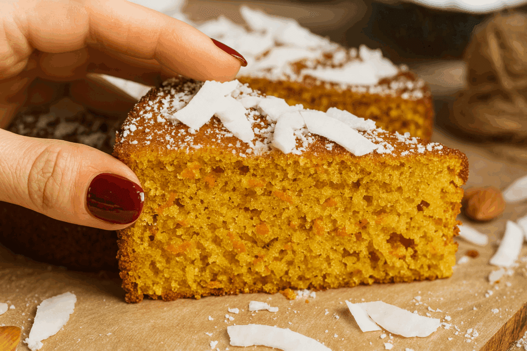 Non la solita torta di carote: questa con cocco e mandorle è soffice, ricca di fibre e proteine, e perfetta anche se sei a dieta!