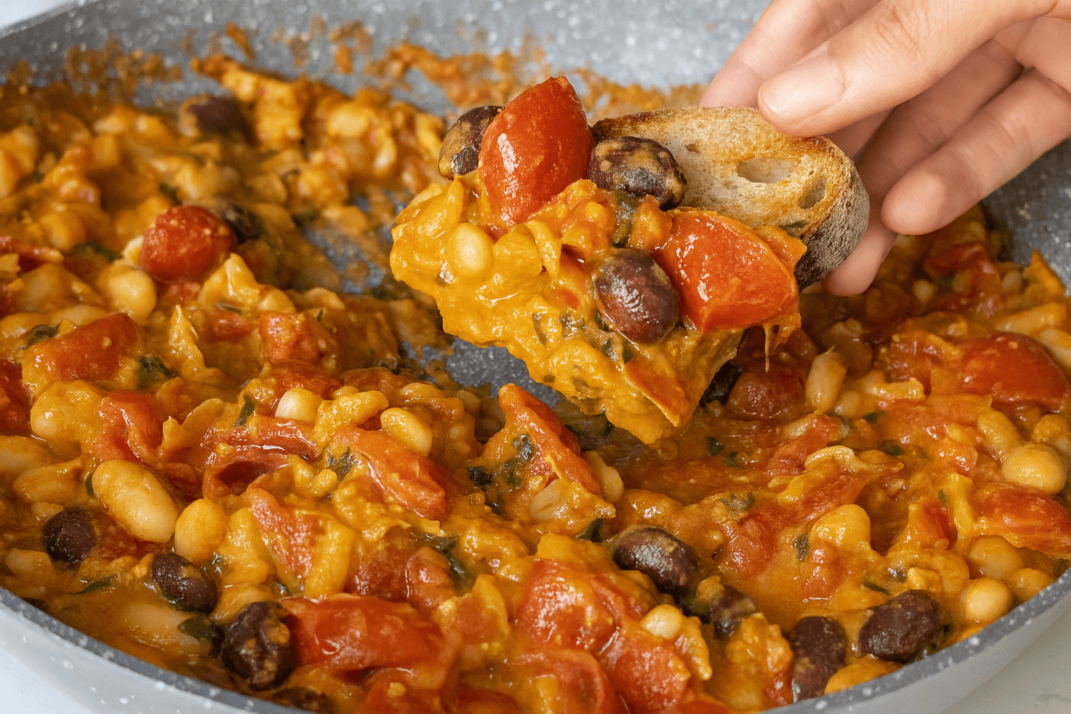 Fagioli e pomodori in padella
