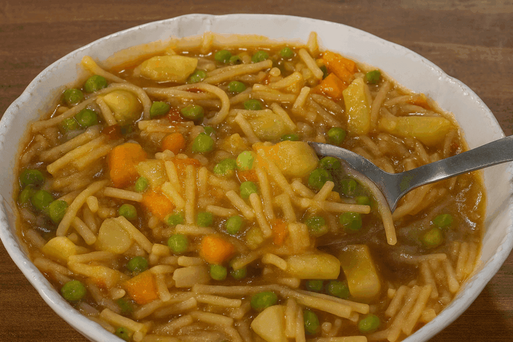 Mia nonna la preparava quando non c’era niente in casa: oggi questa pasta con patate e piselli è il mio piatto preferito!