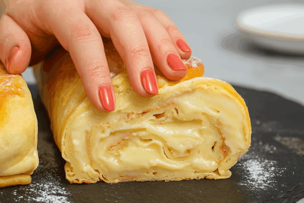 Dolce facile, economico e sempre di successo: il rotolo alla crema pasticcera che preparo ogni volta che ho ospiti (conquista tutti al primo morso)