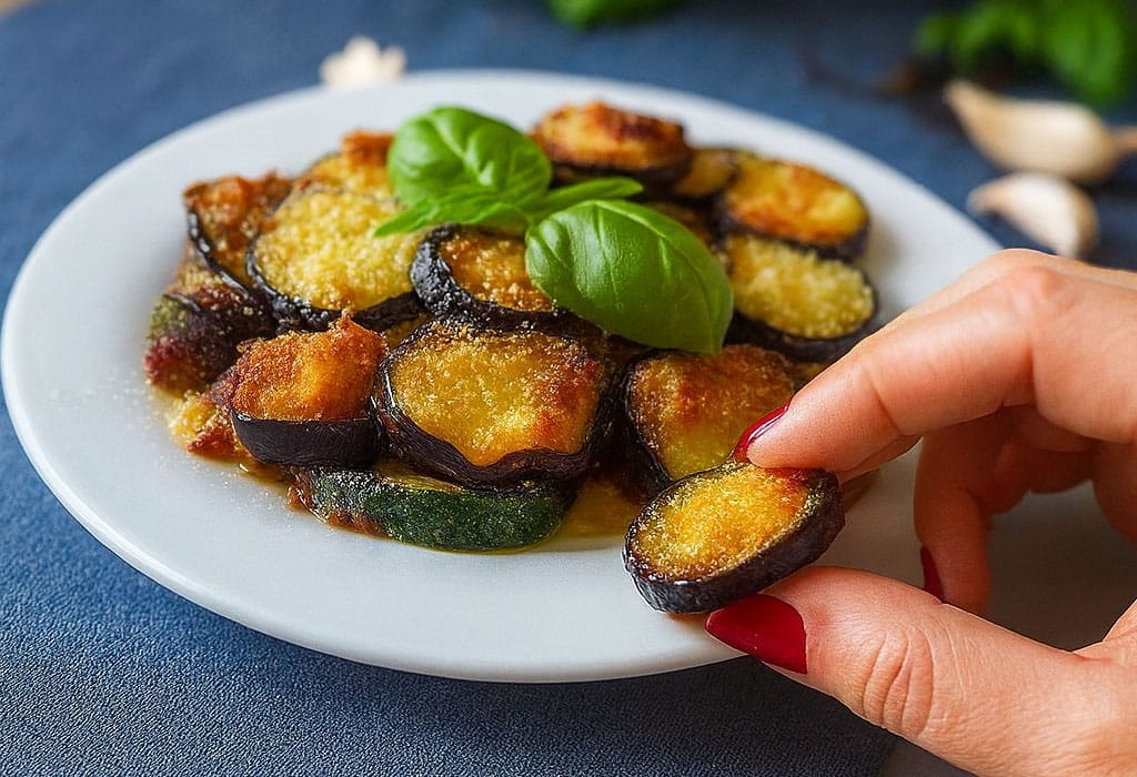 Croccanti come fritte ma con la metà delle calorie: ecco come preparo melanzane e zucchine in meno di mezz’ora, buonissime e senza fritto