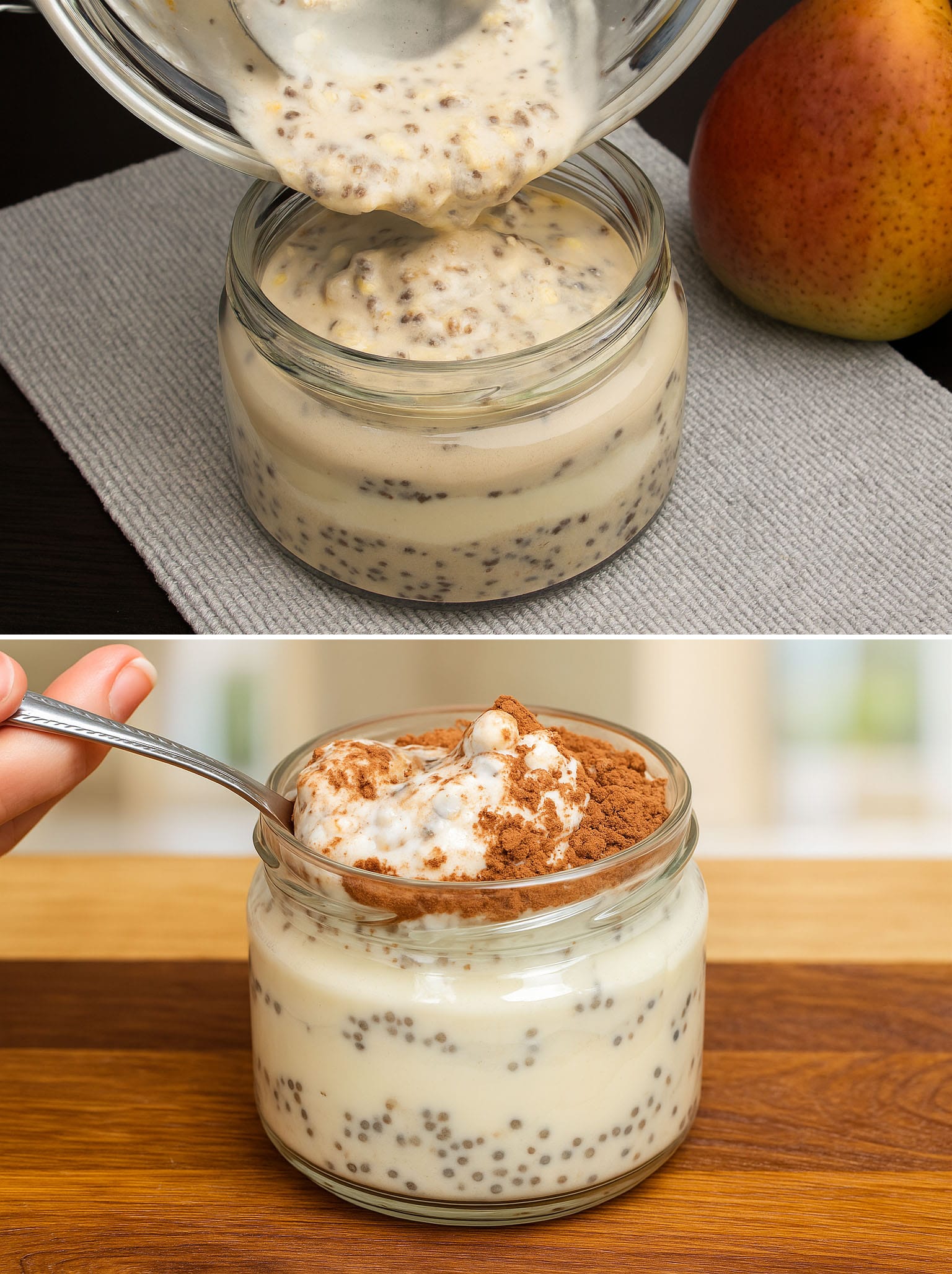 Dessert di avena, yogurt e caffè