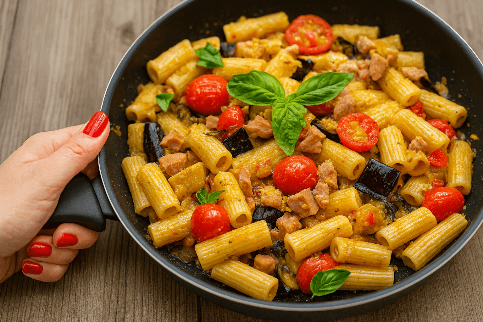 Pasta con melanzane e tonno