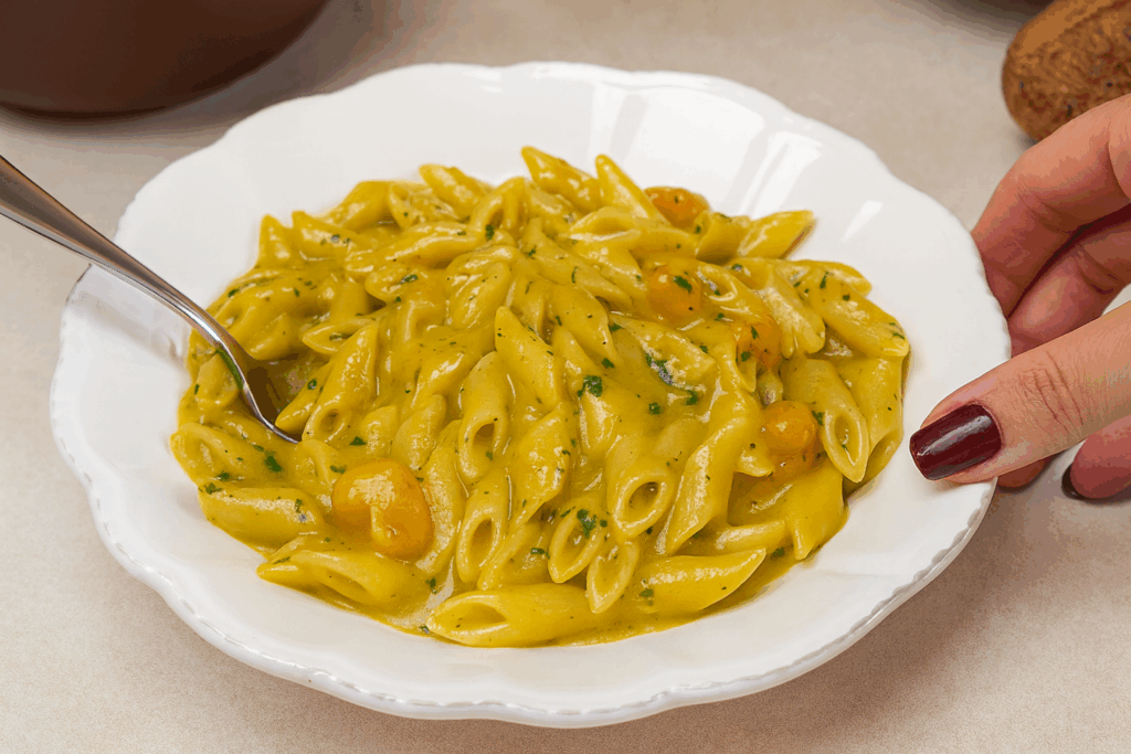 Sembra un primo da ristorante, invece lo cucino in 20 minuti: pasta alla zucca con formaggio filante, a tavola non resta mai nulla nel piatto!