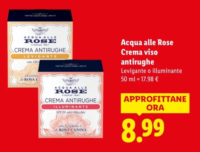 Acqua alle rose crema viso antirughe lidl