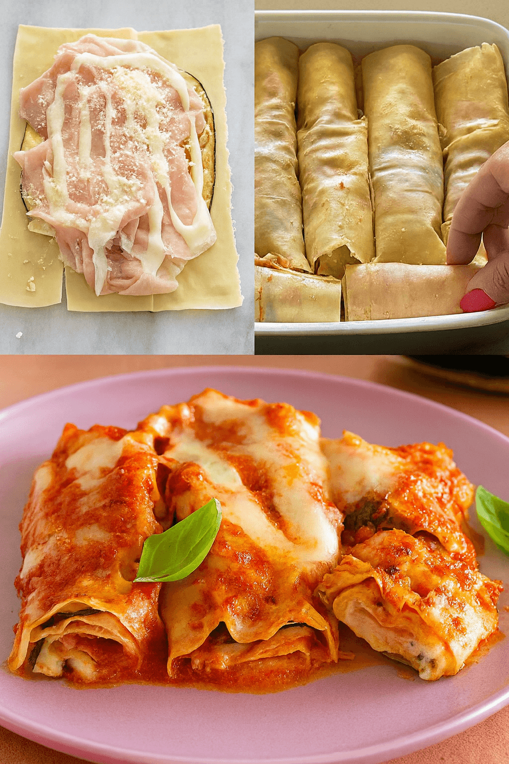 Cannelloni di melanzane con prosciutto e scamorza