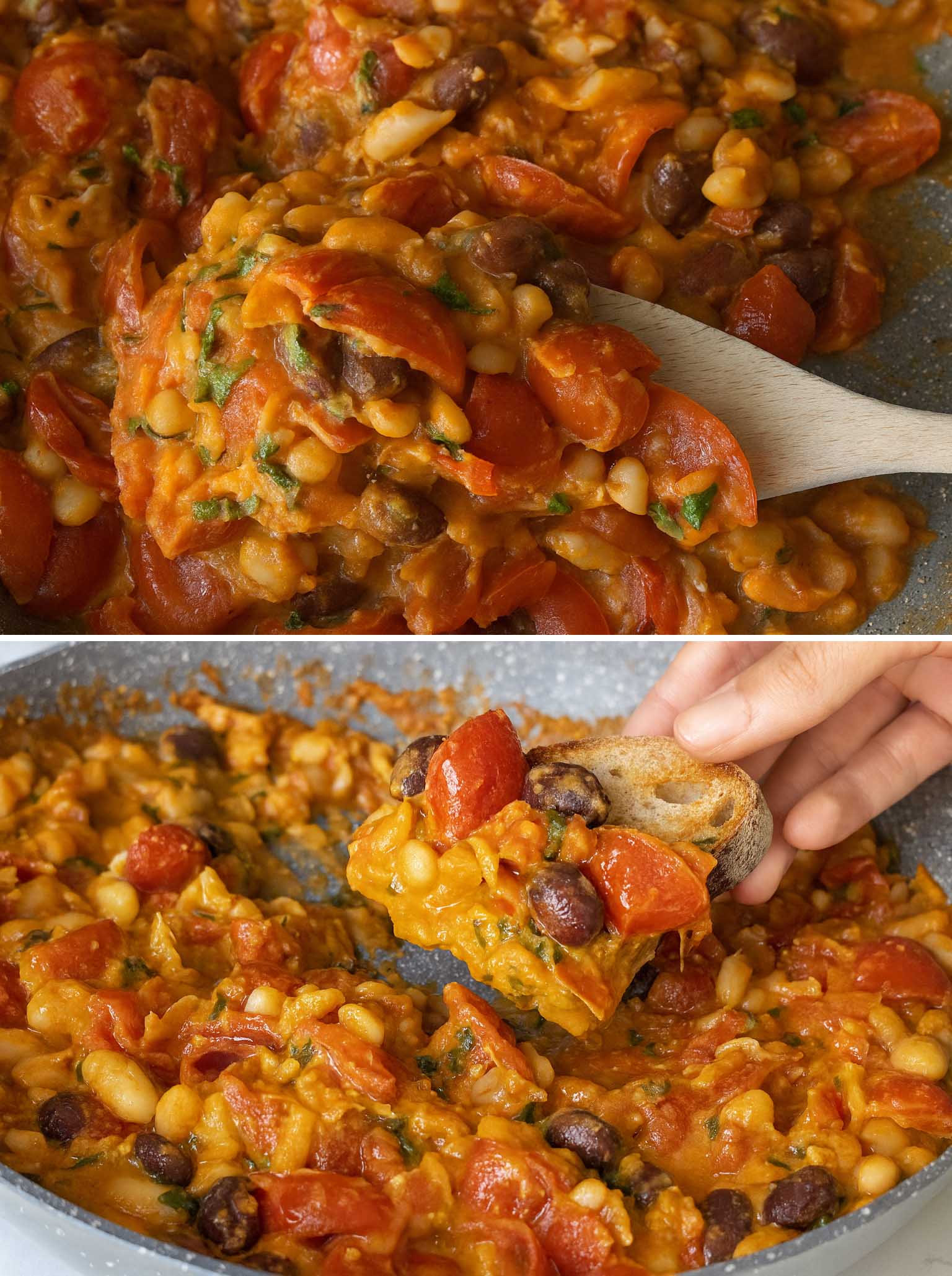 Fagioli e pomodori in padella