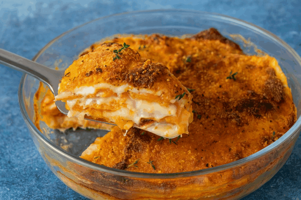 Altro che parmigiana: questa zucca al forno a strati con mozzarella filante e crosticina dorata è leggera, sazia e ogni porzione ha meno di 300 calorie