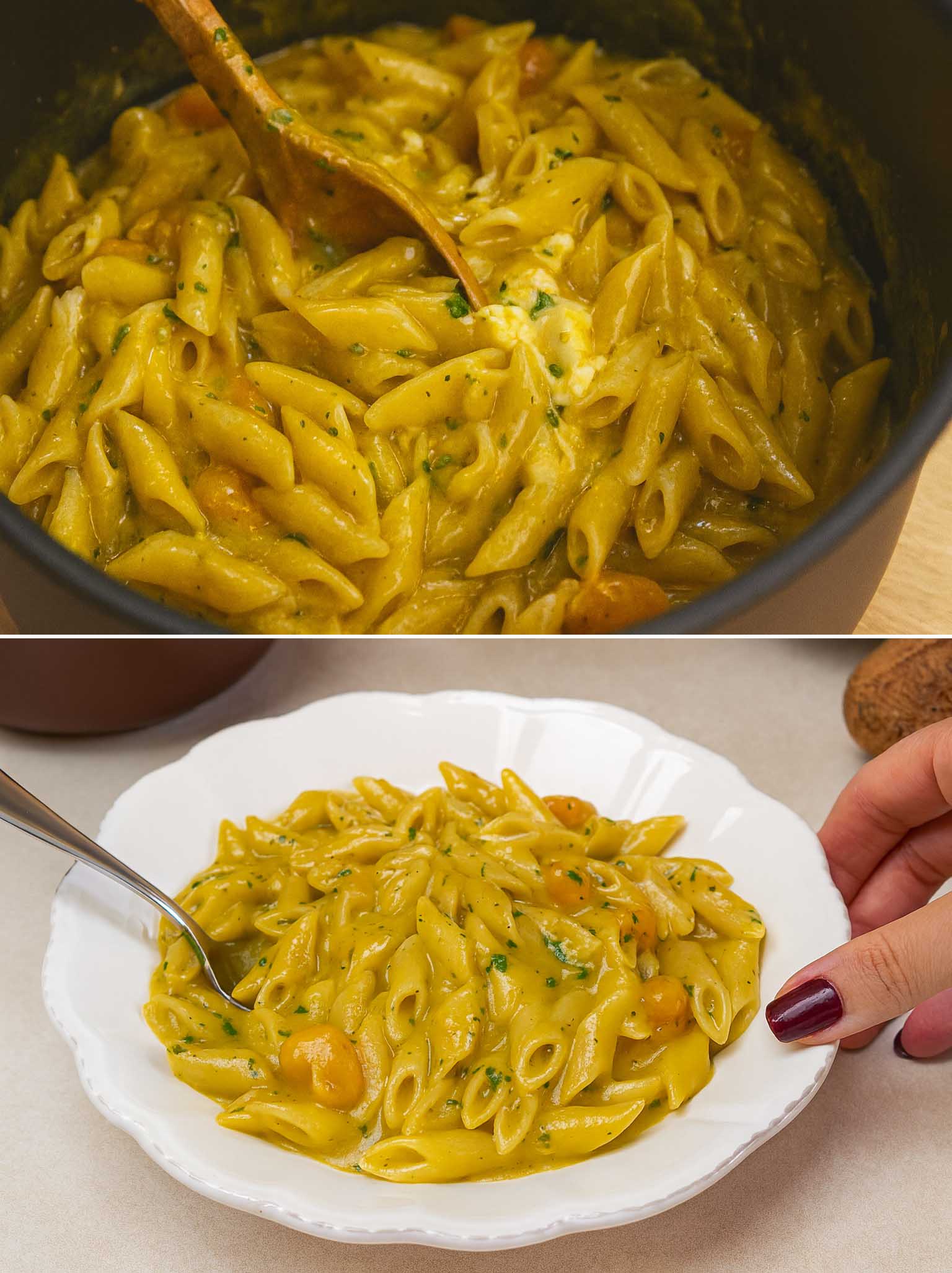 Pasta con zucca e taleggio
