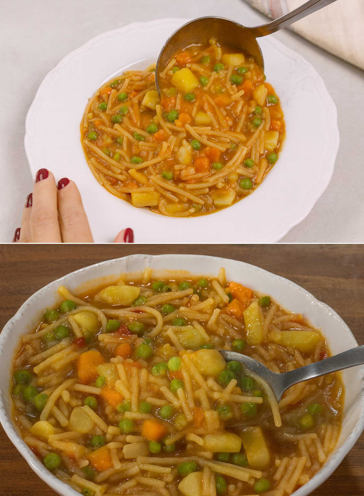 Pasta con patate e piselli