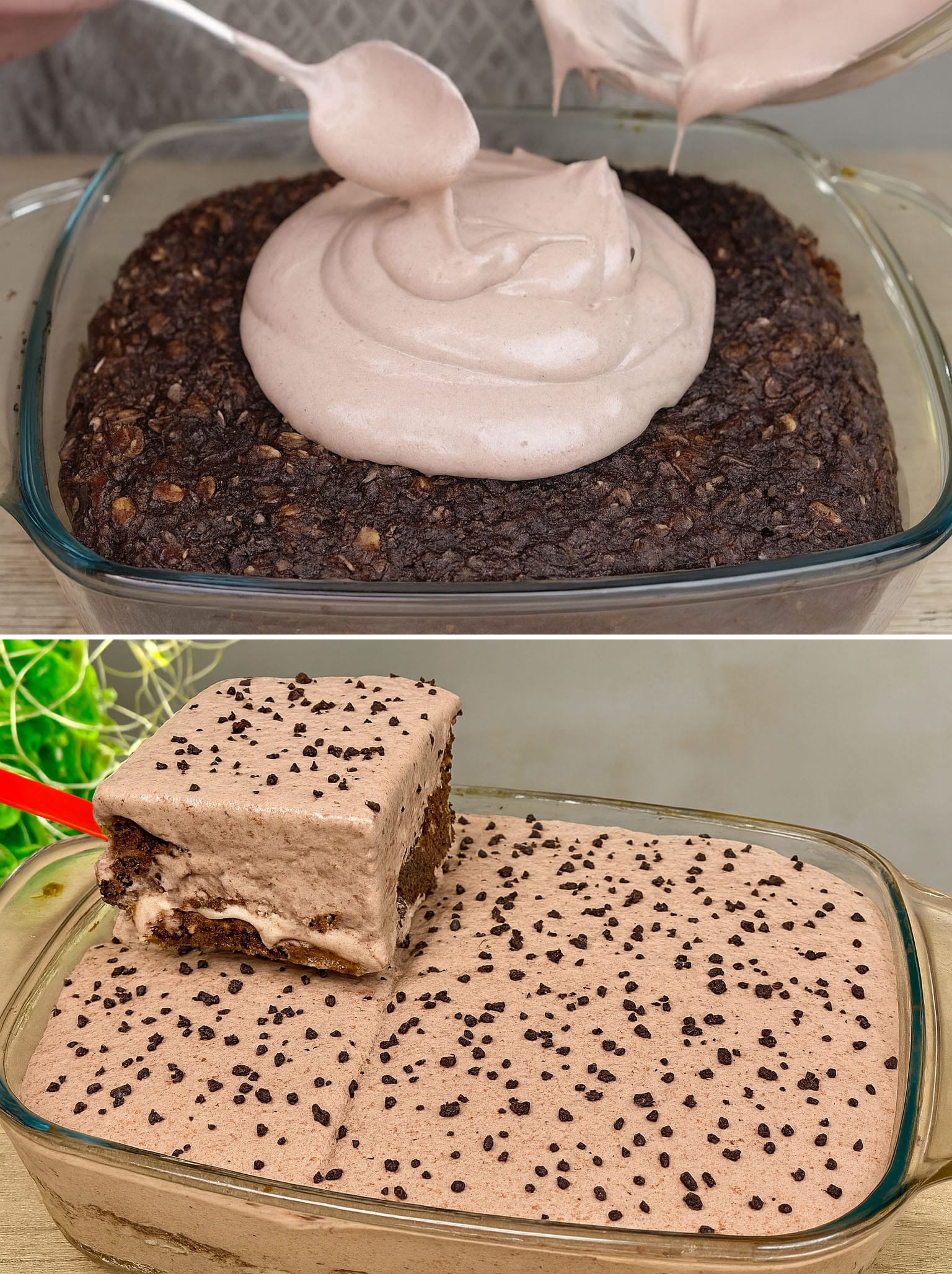 Torta di avena, banana e cioccolato
