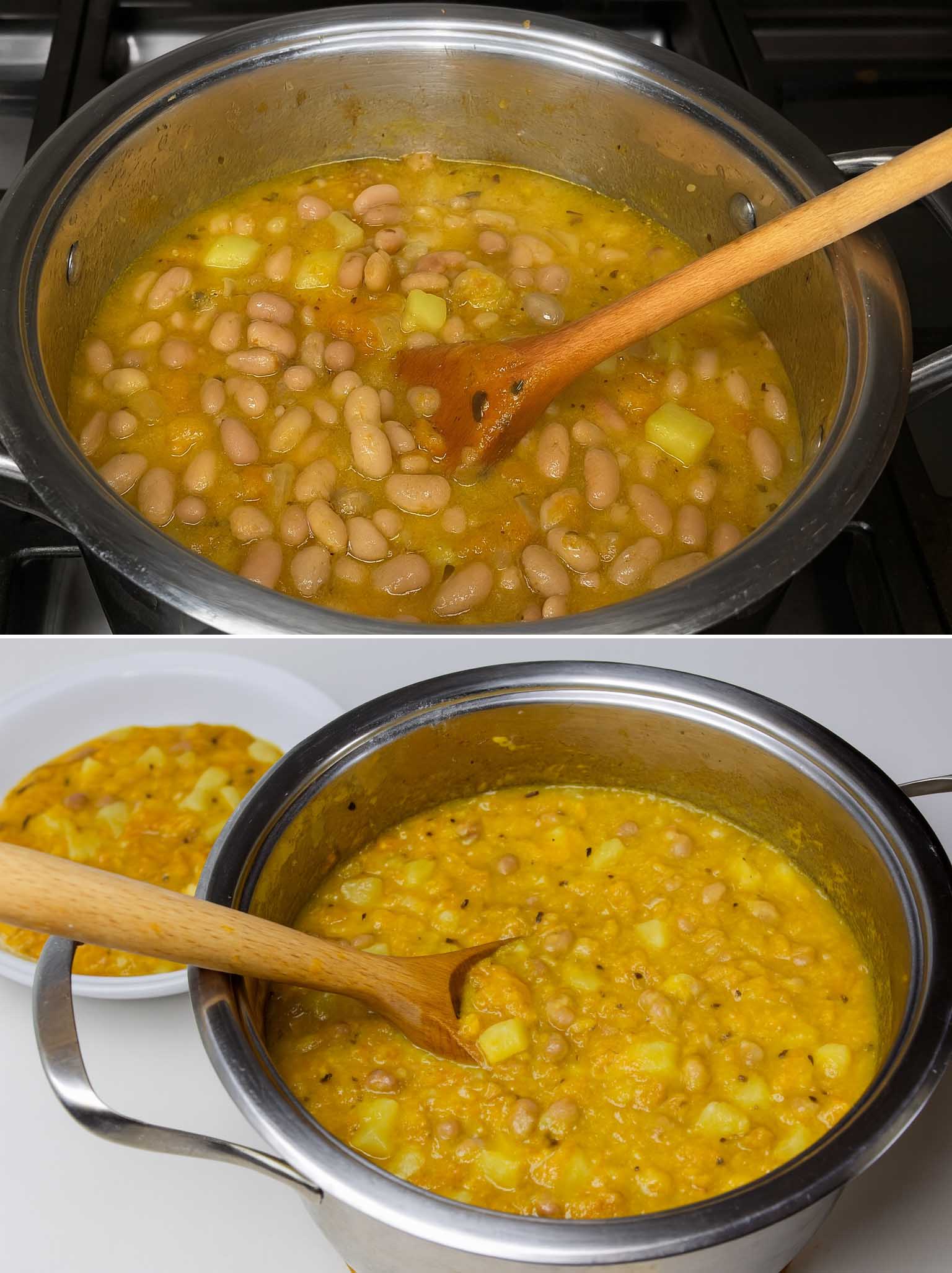 Zuppa di zucca, fagioli e patate