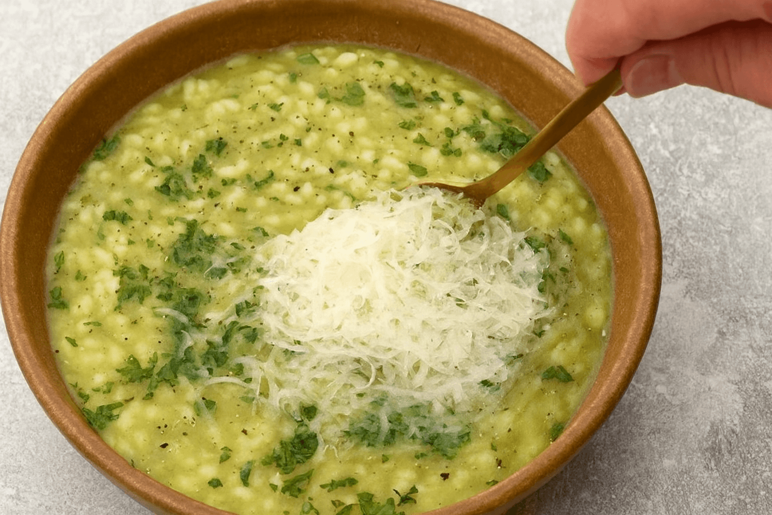 Zuppa di riso e prezzemolo