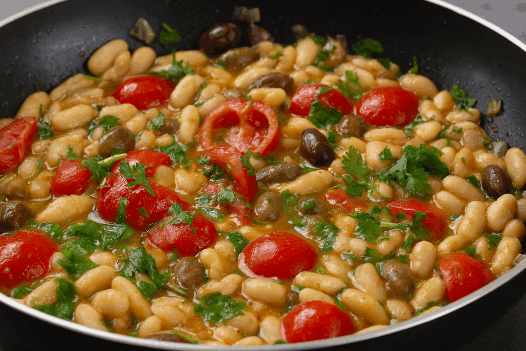 Pochi ingredienti, tanto sapore: la mia ricetta “salva cena” con fagioli cannellini e olive taggiasche ricca di fibre e ferro che sazia senza appesantire